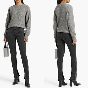 Alexander Wang Stovepipe Waist Dipped Back Jeans with Slit Ankle in Grey Fade